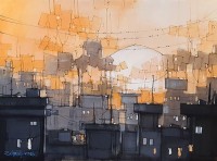 Salman Farooqi, 36 x 48 Inch, Acrylic on Canvas, Cityscape Painting, AC-SF-435